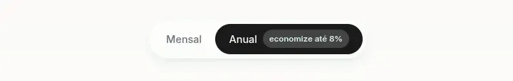 Alternância Mensal e Anual da seção de planos de vokkari.com, com Anual selecionado e o selo de desconto